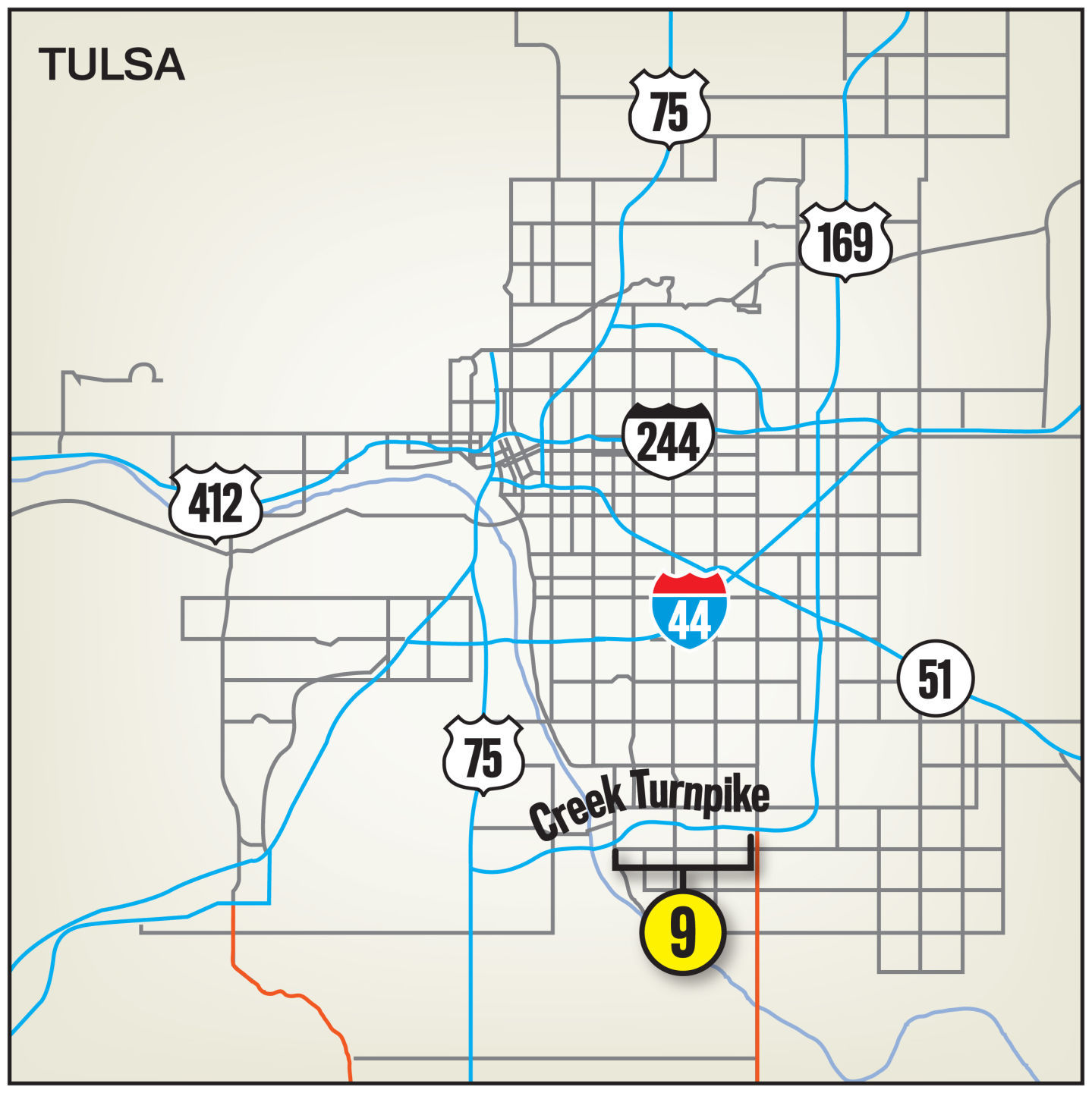 9. Creek Turnpike from Arkansas River to Memorial Drive